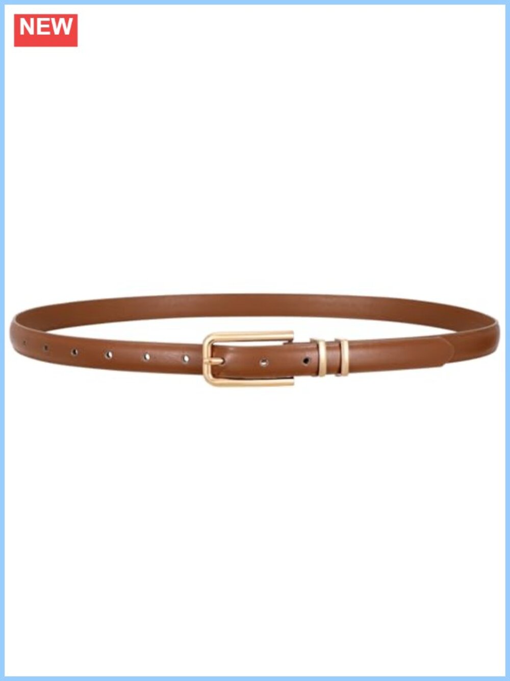 Women's Skinny Faux Leather Belt Thin Waist Belt Gold Buckle Jeans Dress